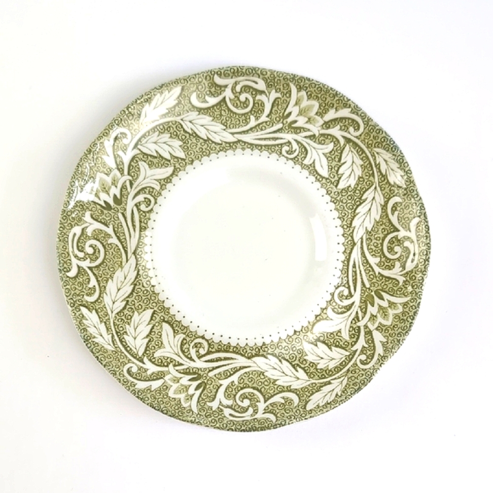J&G Meakin England Sterling Renaissance Green Floral Saucer